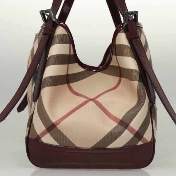 BURBERRY Nova Check Tote Bag PVC Beige Auth BD1409 - Picture 3 of 16